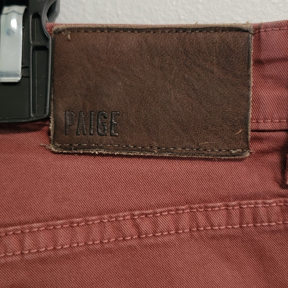 34 PAIGE Federal Slim Straight Pants Canyon Red Preppy Colorful Denim W2984 - Picture 10 of 10